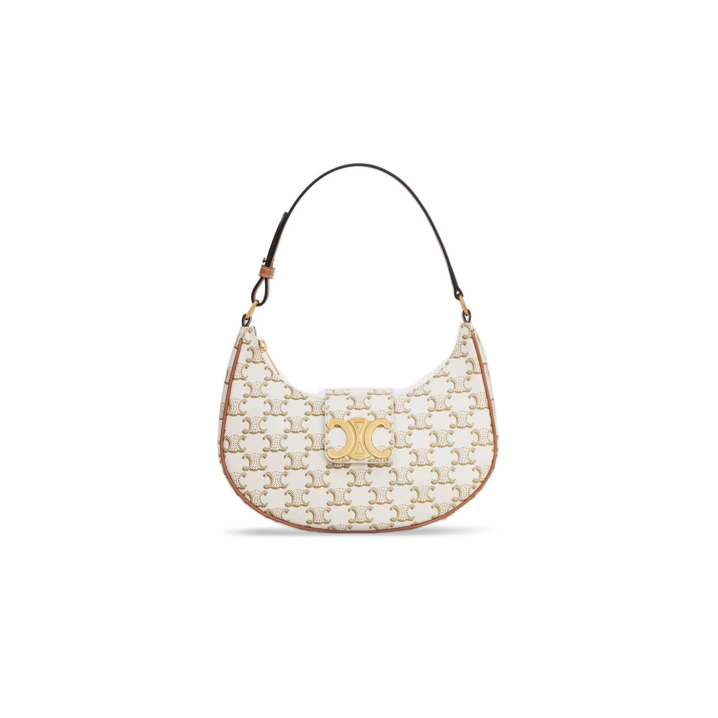 CELINE MEDIUM AVA TRIOMPHE BAG IN TRIOMPHE CANVAS AND CALFSKIN 114492BZJ.01BC (23*13.5*6cm)